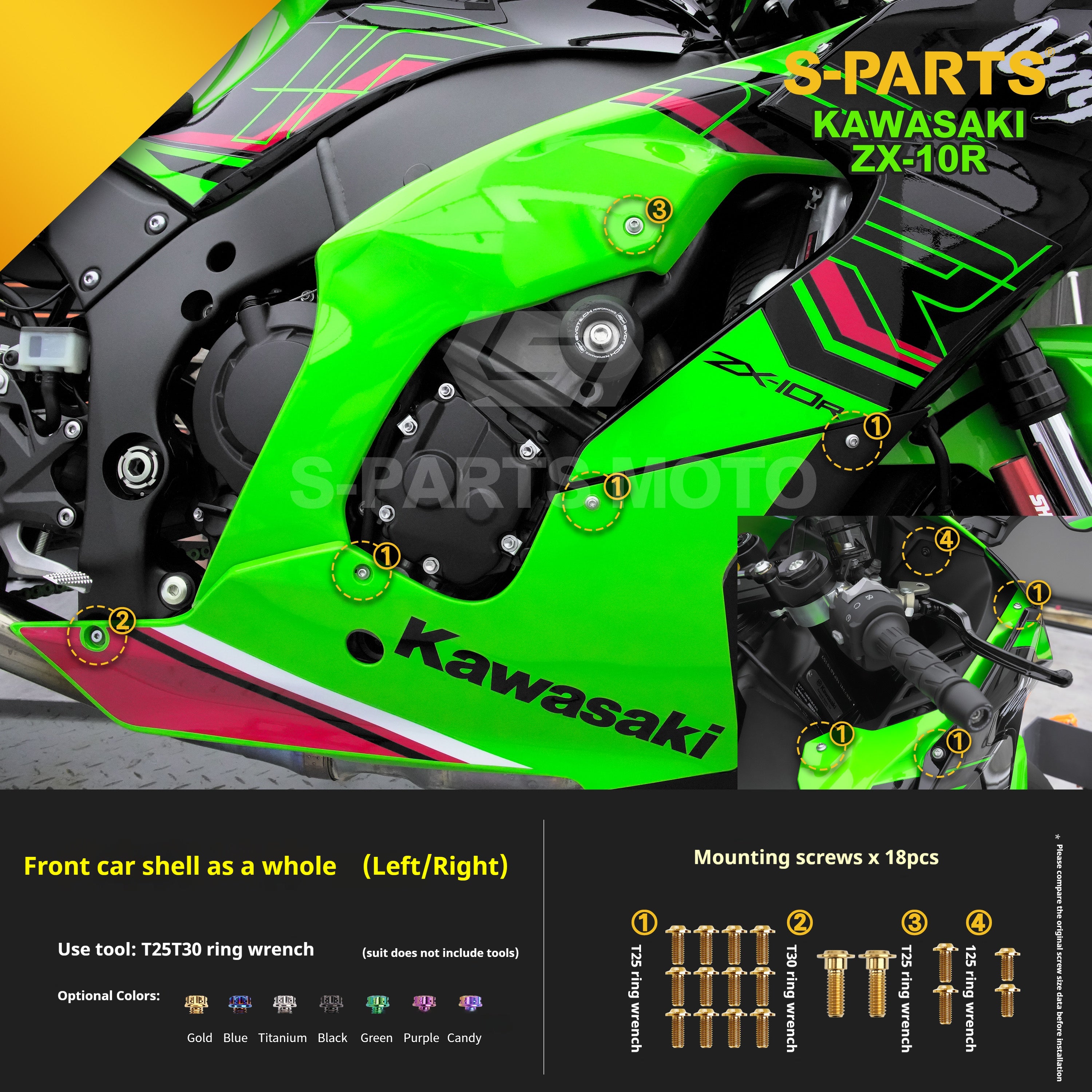 SPARTS Titanium Screw Set for Kawasaki ZX-10R 2023 –  CNC Titanium Upgrade Kit