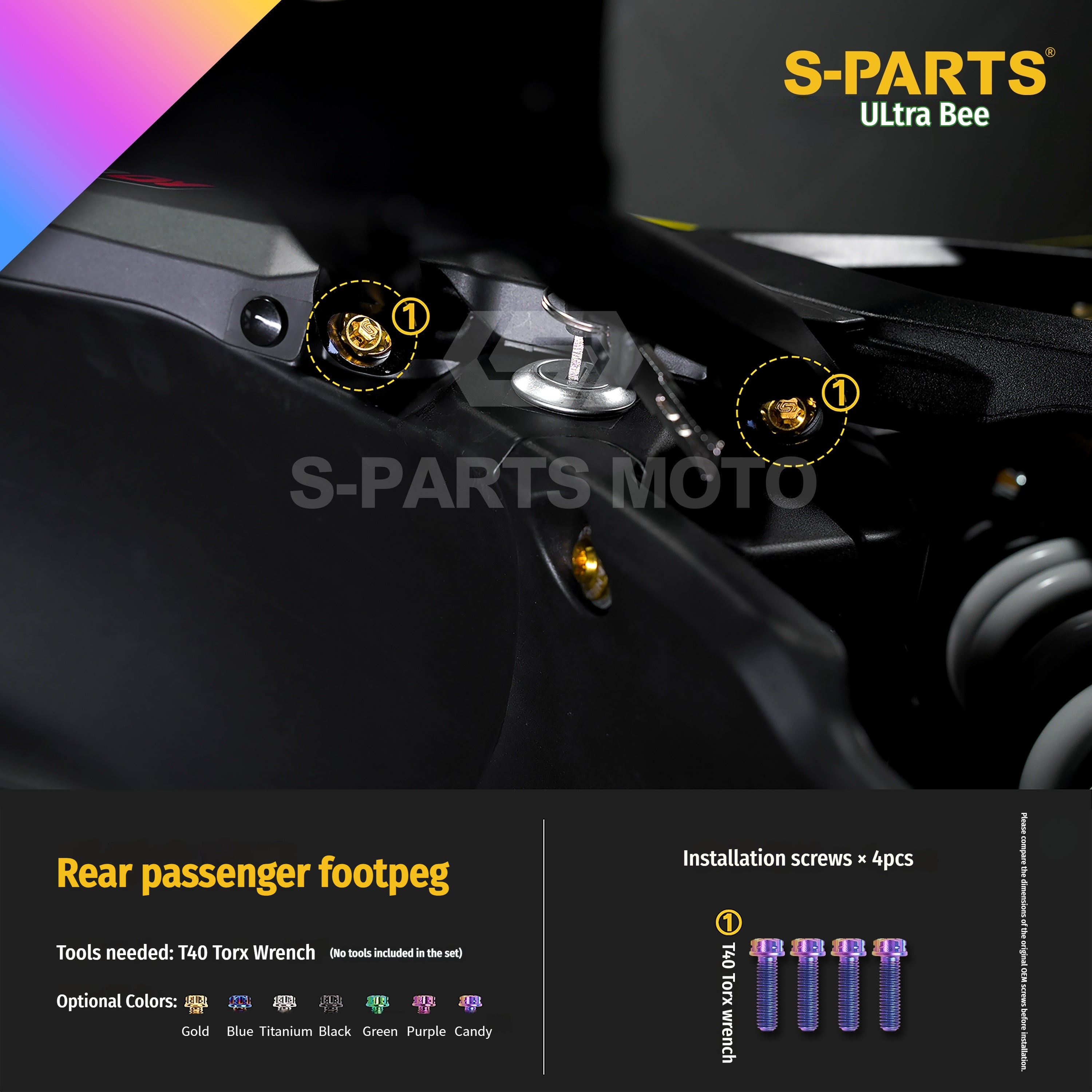 SPARTS Titanium Bolt Kit for Ultra Bee | Full Motorcycle Upgrade Set--candy