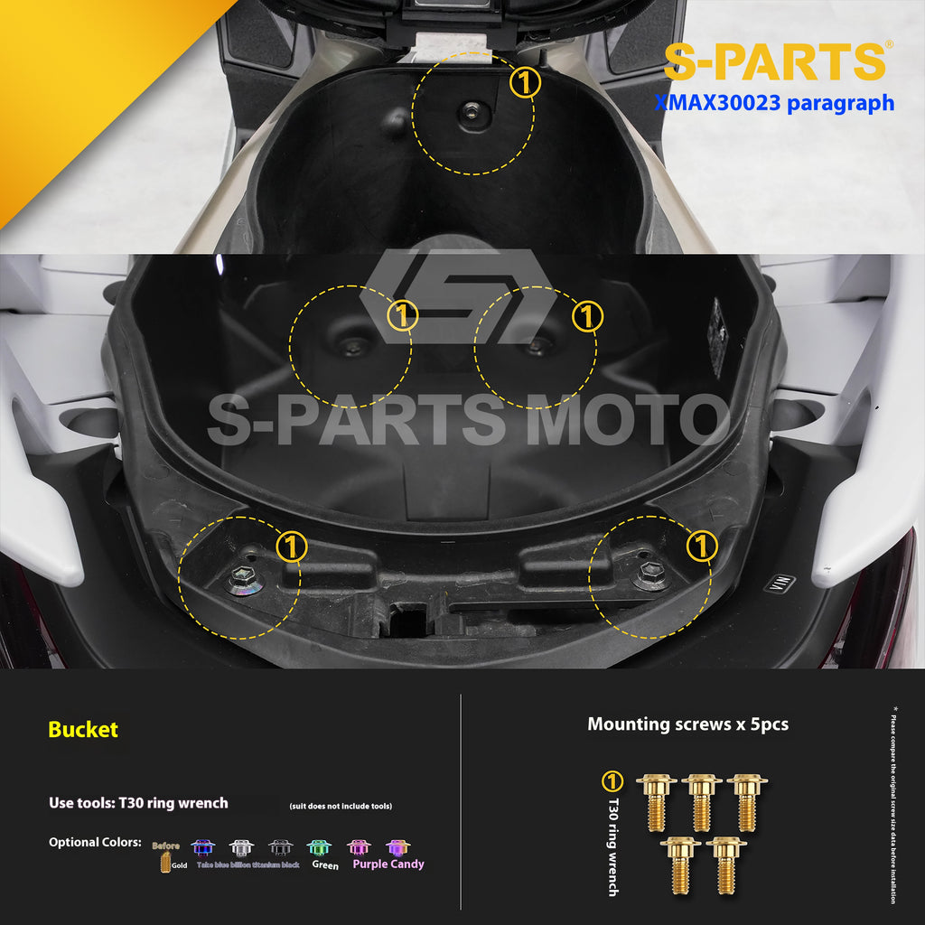 SPARTS Titanium Bolt Set for 2023 XMAX300 – Yamaha Motorcycle Custom Upgrade - 1/2