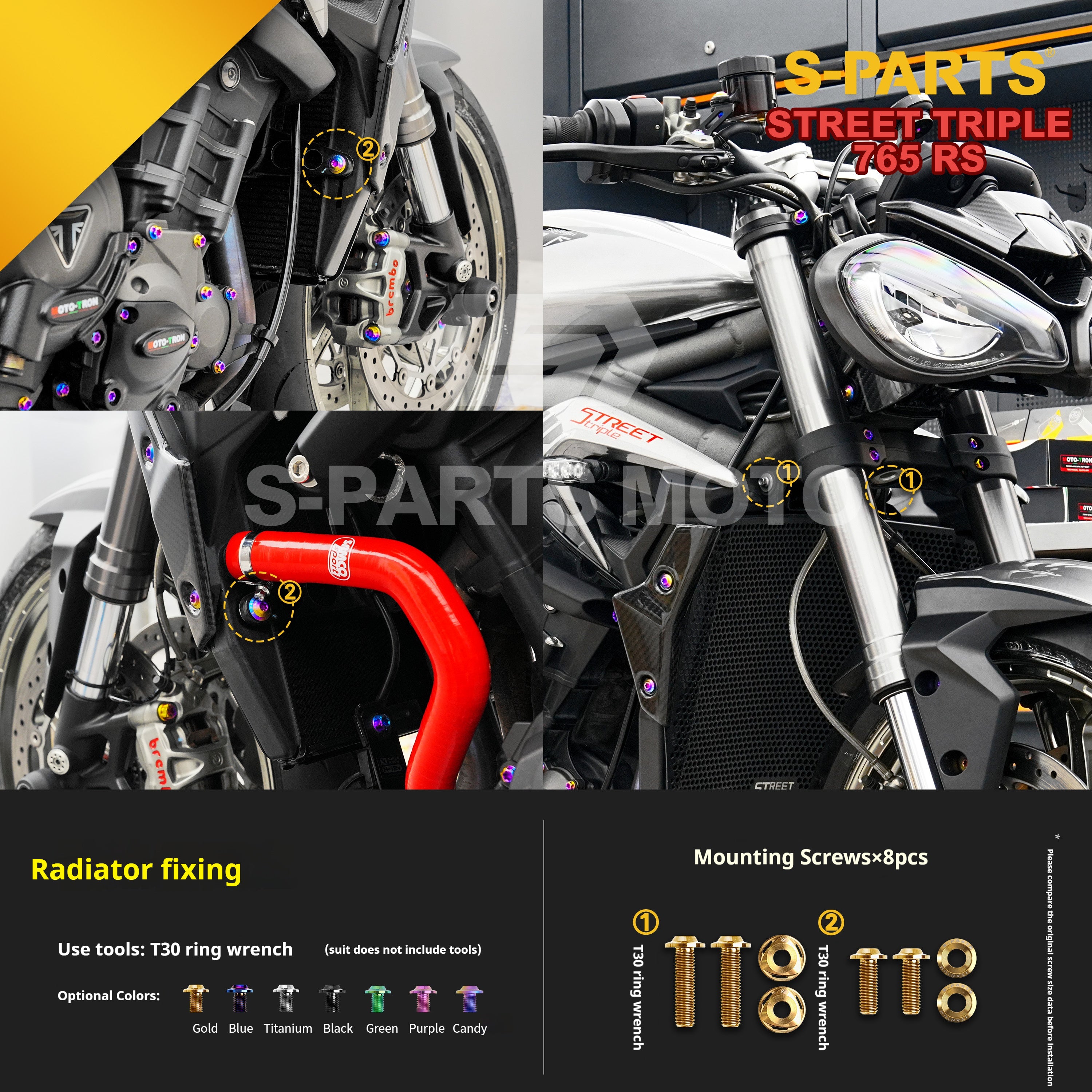 SPARTS Titanium Screw Set for Triumph Street Triple RS –CNC Titanium Upgrade Kit