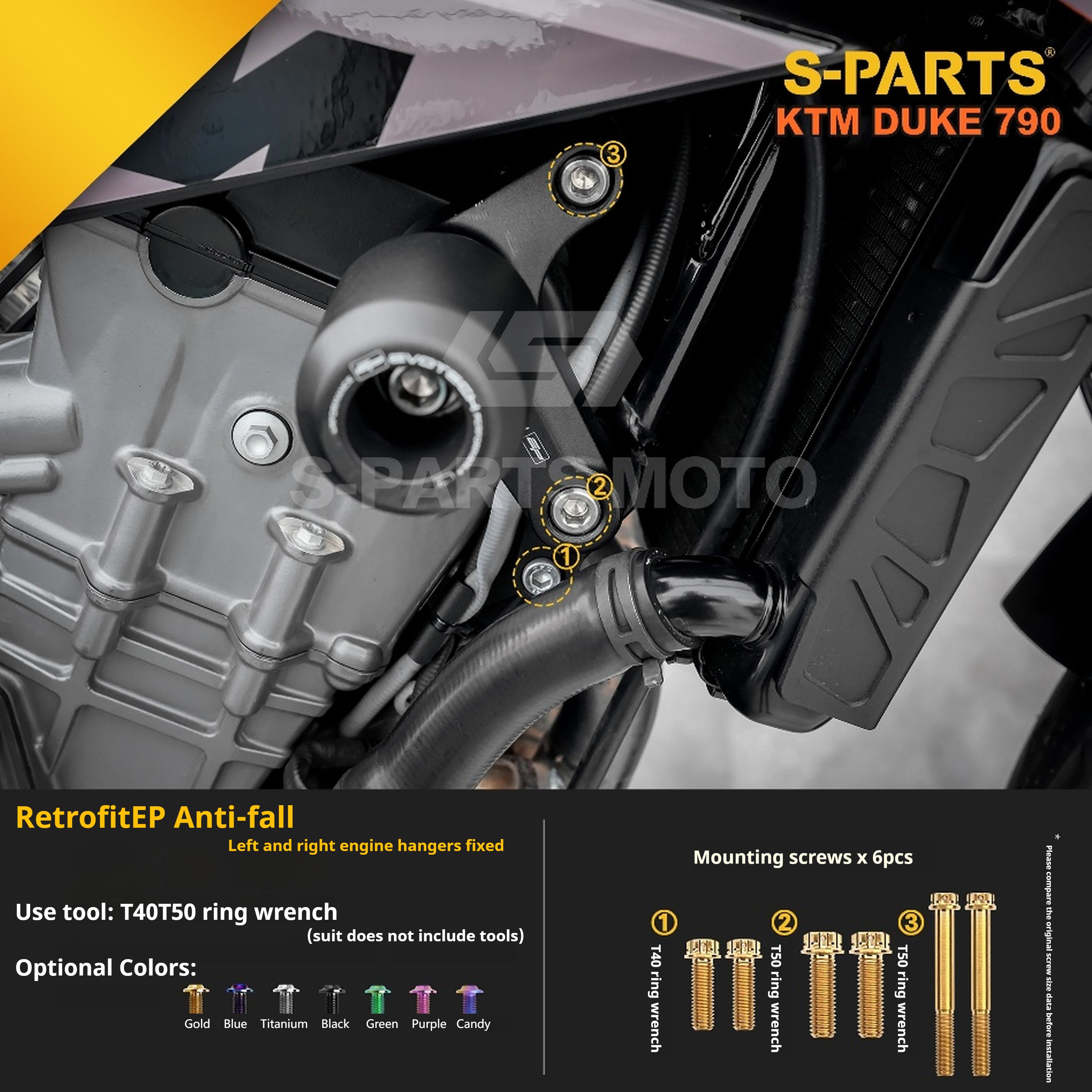 SPARTS TC4 Titanium Bolt Kit Compatible with KTM DUKE 790 – Full Motorcycle Fastener Upgrade