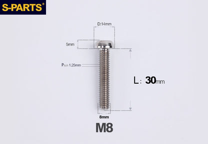 S-PARTS M8 A2 Series TC4 Titanium Bolts – Button Head Fasteners for Bicycle & E-Bike Upgrades