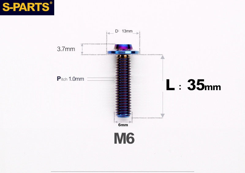 SPARTS A3 Button Head M6 D13 Titanium Bolt for Motorcycle & Bicycle Modification