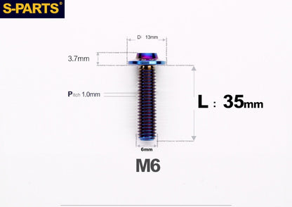 SPARTS A3 Button Head M6 D13 Titanium Bolt for Motorcycle & Bicycle Modification