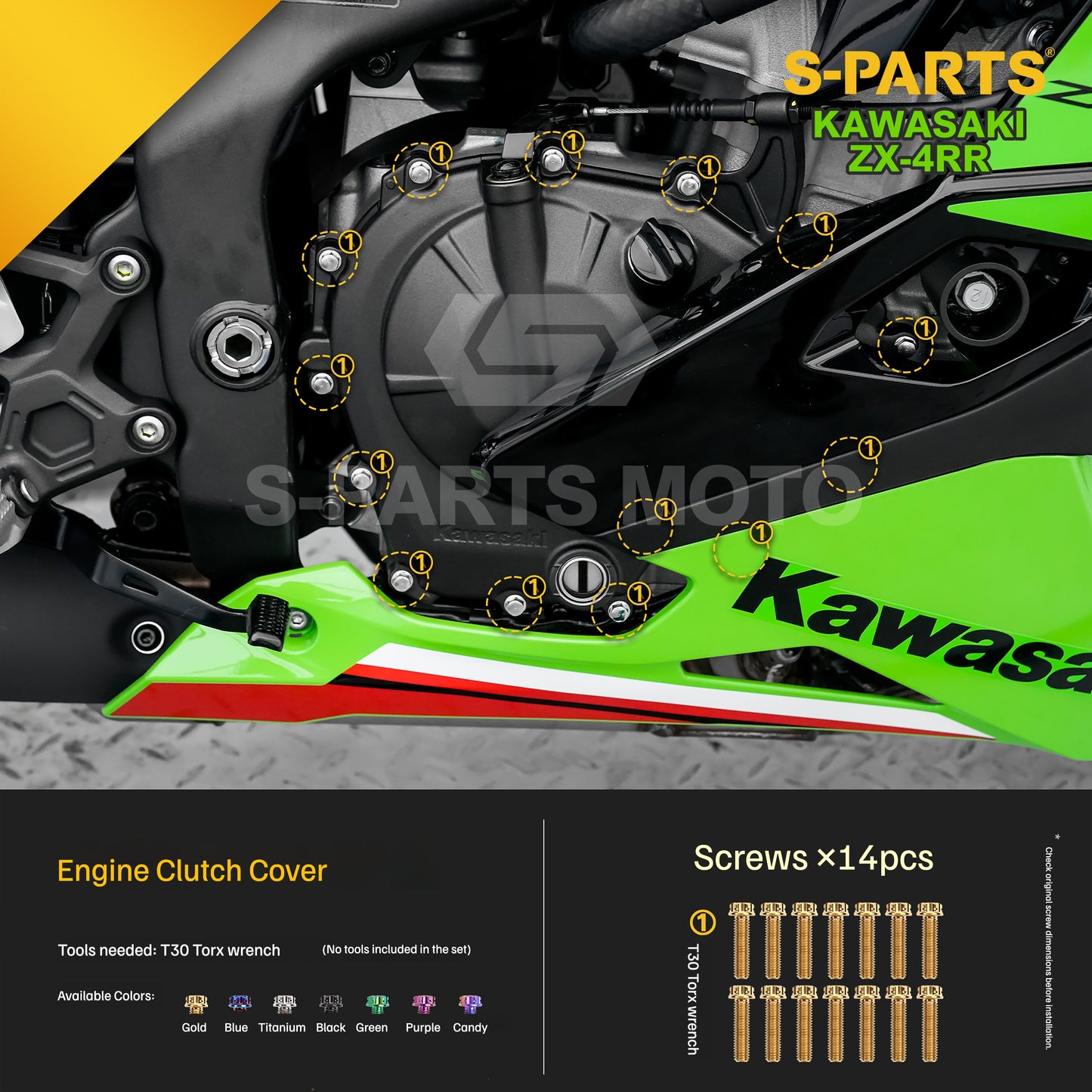 SPARTS TC4 Titanium Bolt Kit for Kawasaki ZX-4RR | Motorcycle Titanium Bolt Upgrade