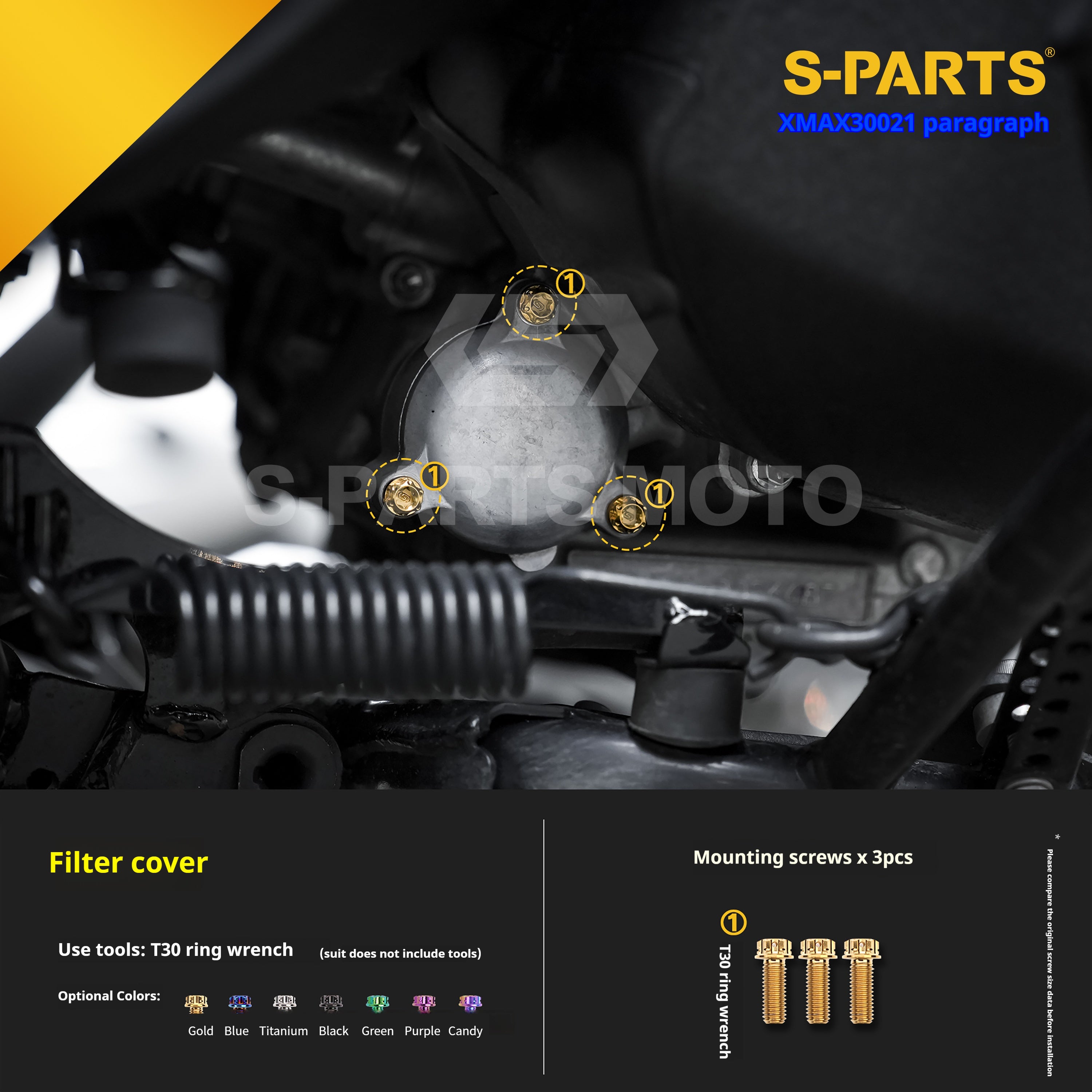 SPARTS Titanium Screw Set for Yamaha XMAX 300 2021 –  CNC Titanium Upgrade Kit