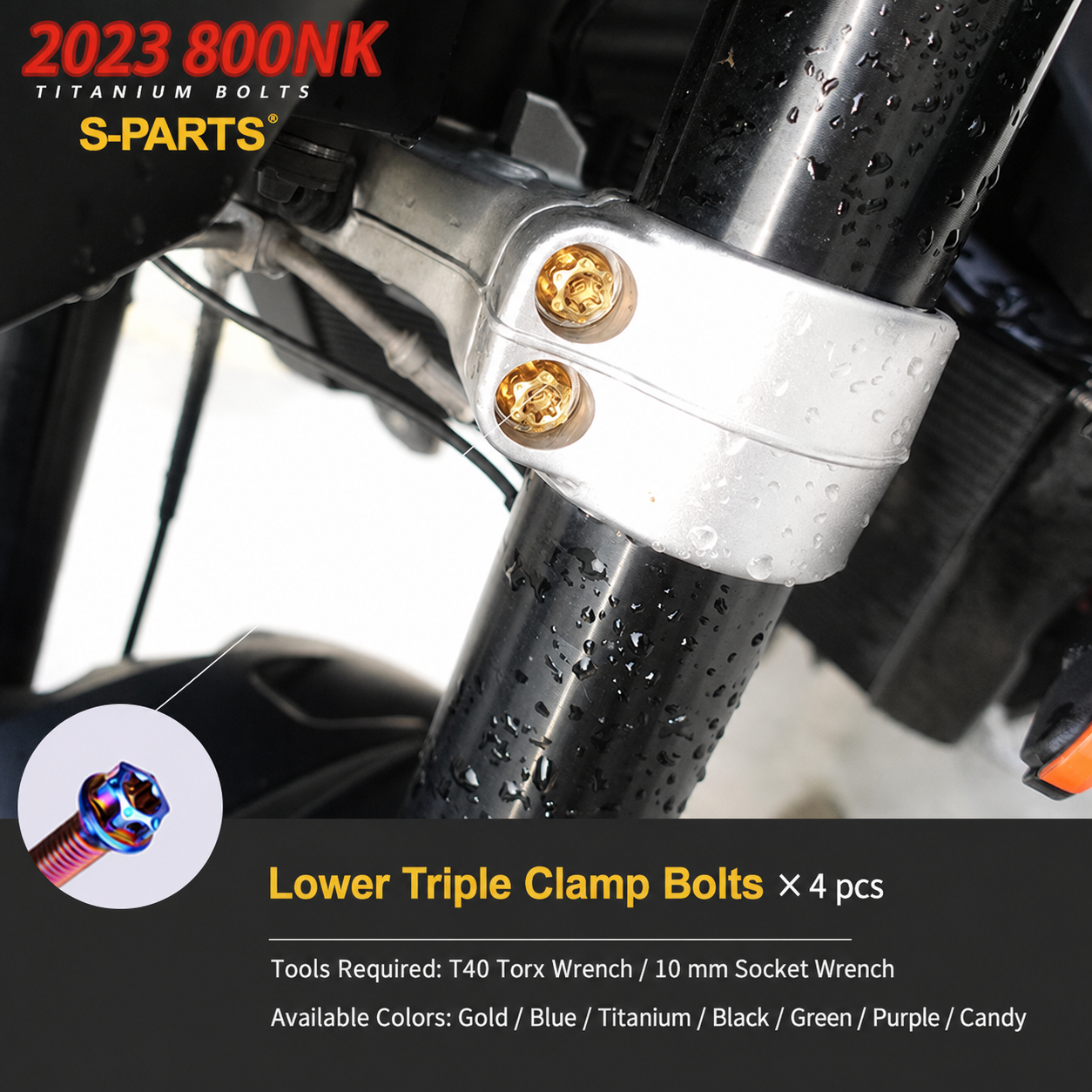 S-PARTS TC4 Titanium Full Motorcycle Bolt Kit for CFMOTO 800NK