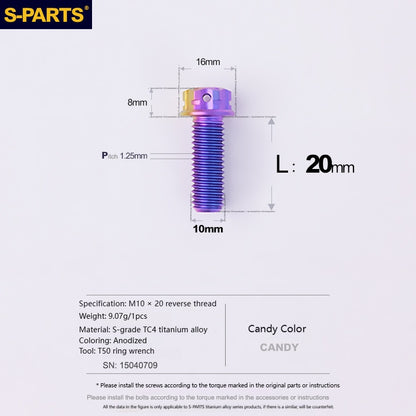 SPARTS Titanium MirrorMotorcycle Rearview Mirror Bolts· M8/M10