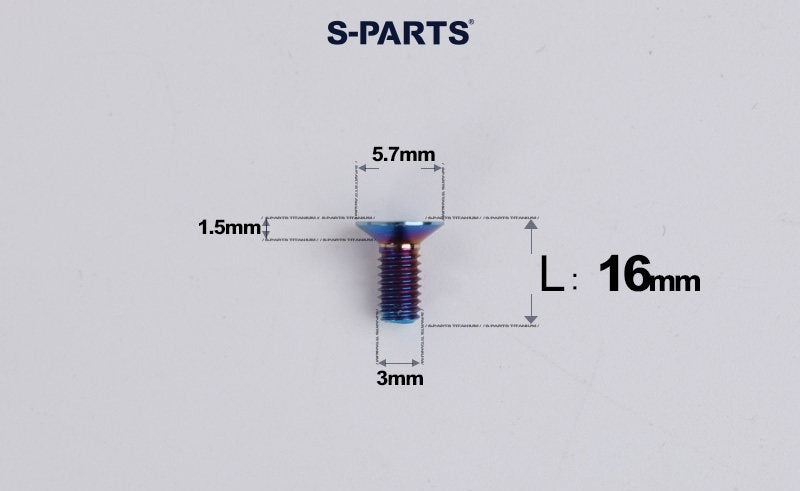 SPARTS Series M3 L6-30 Countersunk Titanium Bolt
