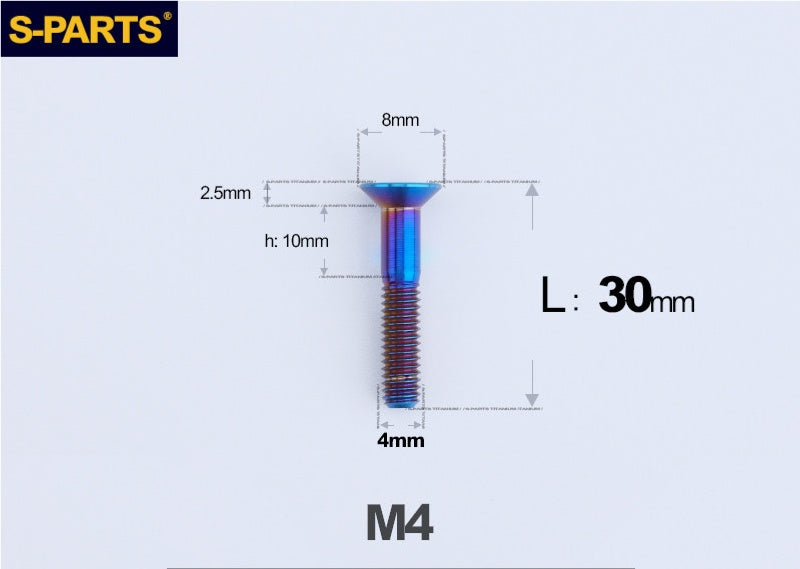 SPARTS M4x10-50mm Countersunk Titanium Alloy Bolt – Flat Head Fastening Screw for Motorcycle & Bicycle