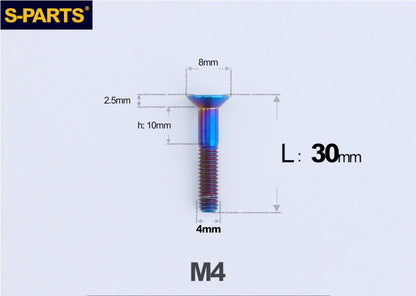 SPARTS M4x10-50mm Countersunk Titanium Alloy Bolt – Flat Head Fastening Screw for Motorcycle & Bicycle