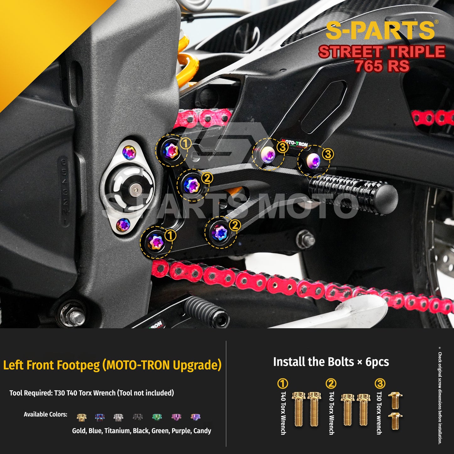 SPARTS Titanium Bolts for Triumph Street Triple 765 RS – Body & Controls Upgrade Fasteners