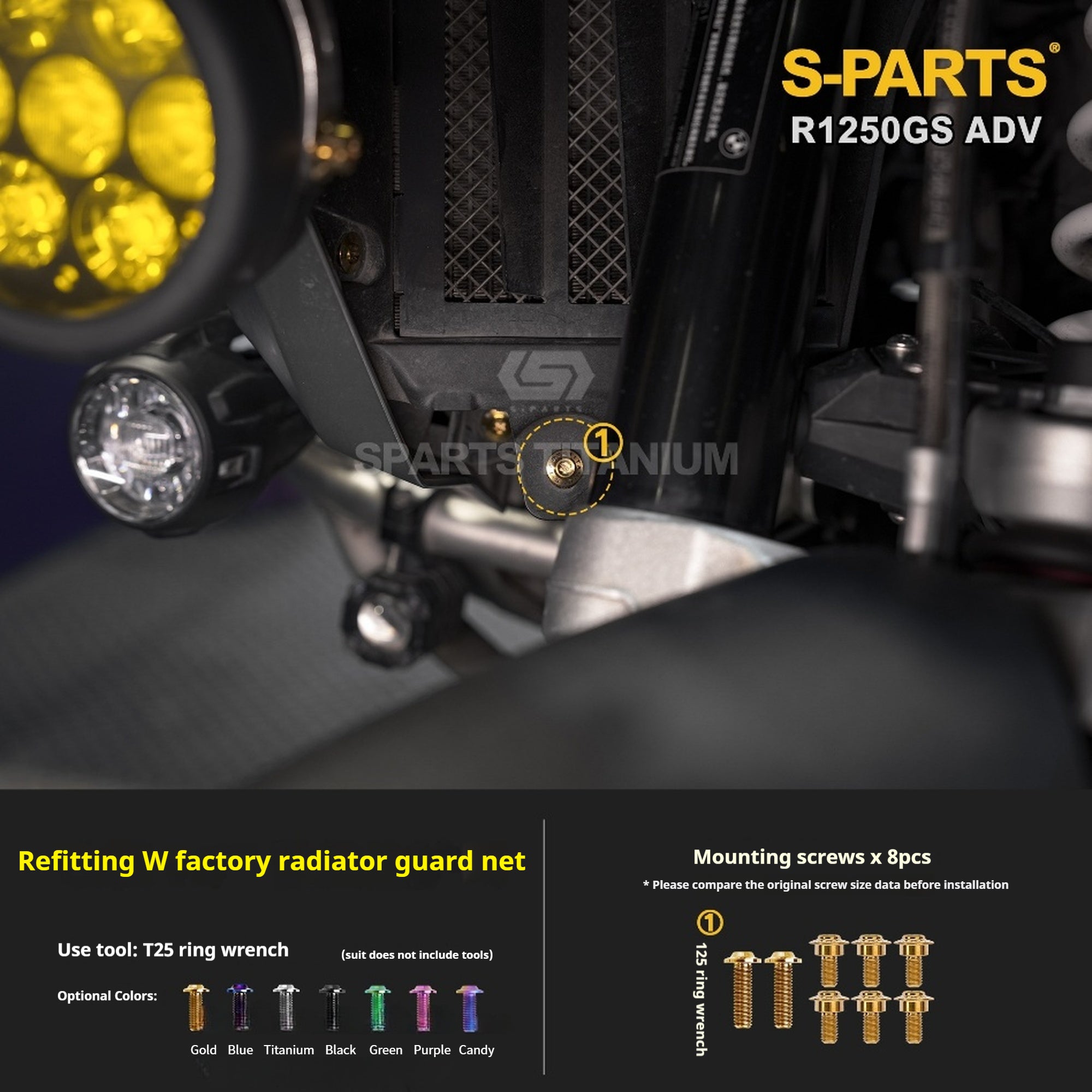 SPARTS Titanium Bolt Kit for BMW R 1250GS ADV – CNC Titanium Upgrade Kit