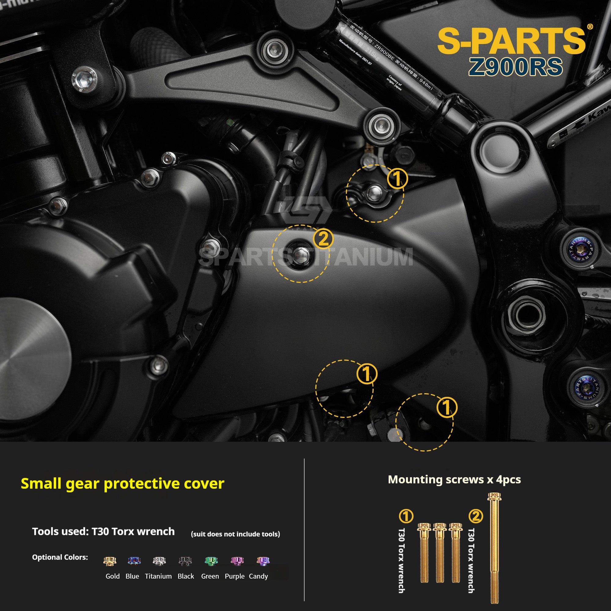 SPARTS Titanium Screw Set for Kawasaki Z900RS – Motorcycle Upgrade Kit