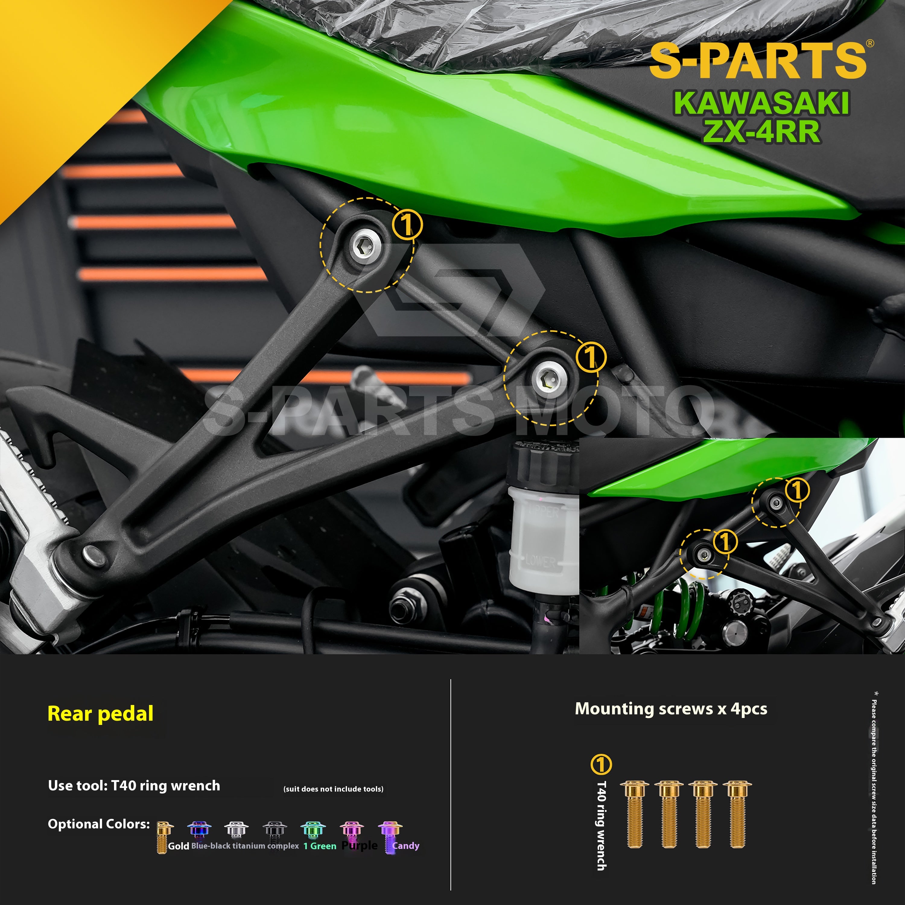 SPARTS Titanium Bolt Kit for Kawasaki ZX-4RR 2023 – & CNC Titanium Upgrade Kit - 1/2