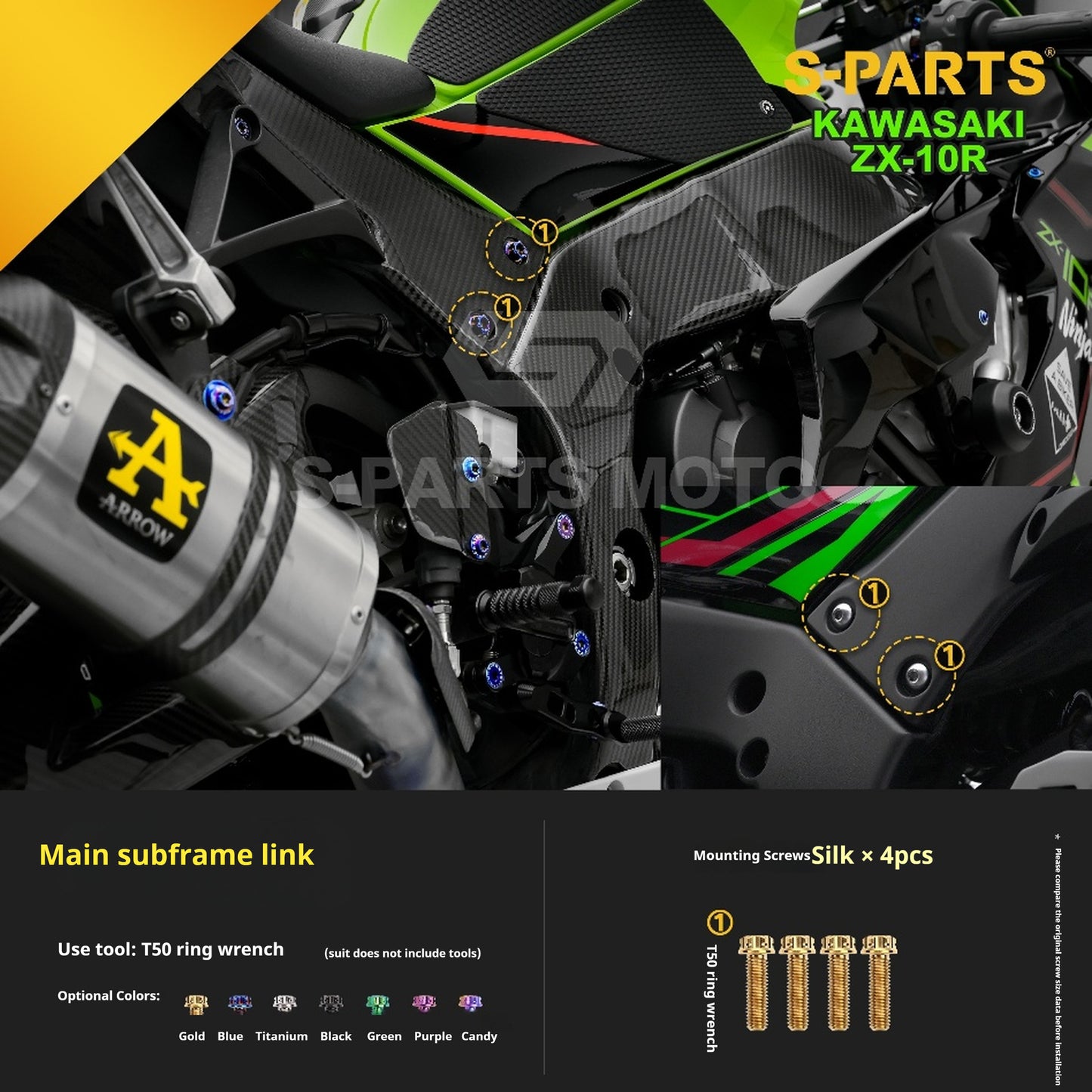 SPARTS 2023 Kawasaki ZX-10R Titanium Bolt Kit for Motorcycle/Electric Vehicle Modification