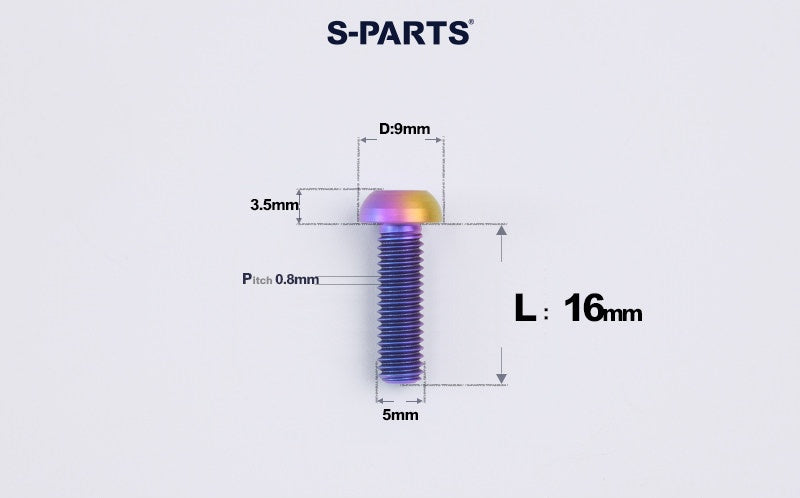 SPARTS M5 Titanium Bolt A2 Dome Head | Ultra-Light TC4 Bike Brake Caliper Bolt