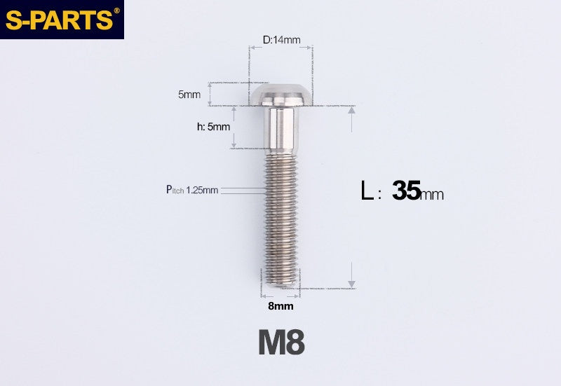 S-PARTS M8 A2 Series TC4 Titanium Bolts – Button Head Fasteners for Bicycle & E-Bike Upgrades
