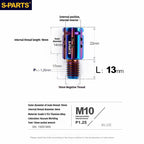 S-PARTS M10 to M10 Titanium Forward & Reverse Thread Motorcycle Mirror Adapter Bolt Upgrade