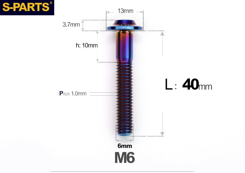 SPARTS A3 Button Head M6 D13 Titanium Bolt for Motorcycle & Bicycle Modification
