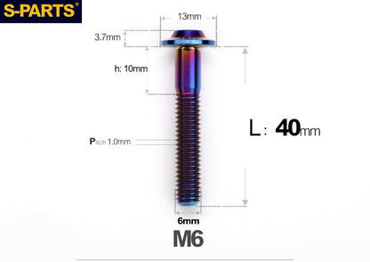 SPARTS A3 Button Head M6 D13 Titanium Bolt for Motorcycle & Bicycle Modification