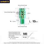 S-PARTS TC4 Titanium M8 to M8 Mirror Adapter Bolt | RH & LH Thread for Motorcycle / E-Bike