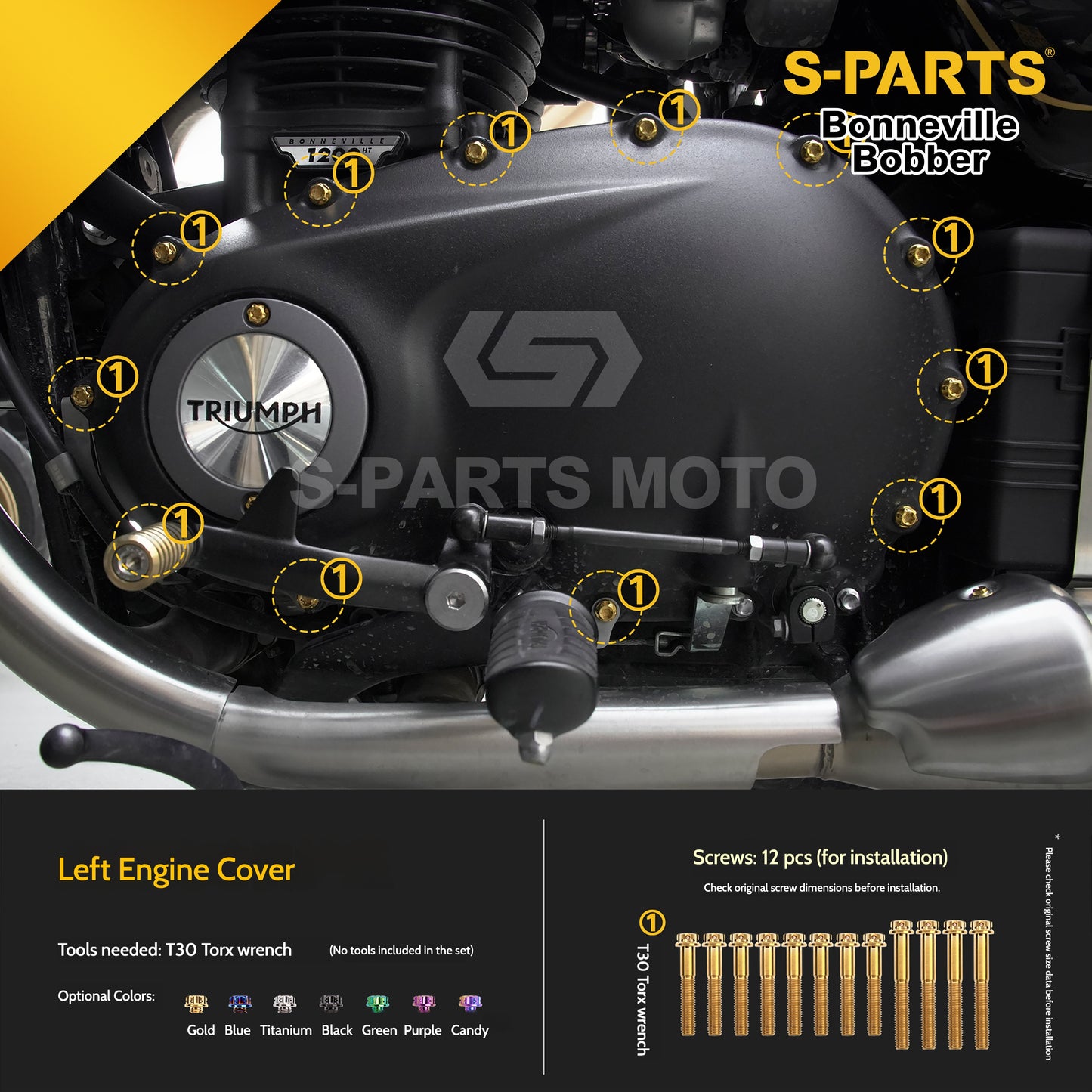 SPARTS Titanium Set Screws for Triumph Bonneville Bobber Motorcycle Modification