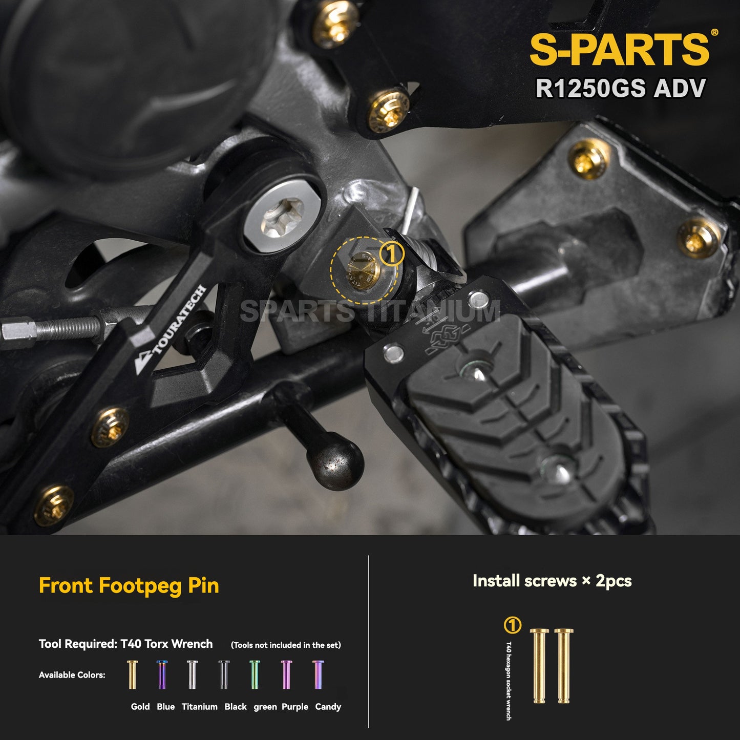 SPARTS Titanium Engine Cover, Exhaust & Crash Bar Bolt Kit for BMW R1250GS / ADV