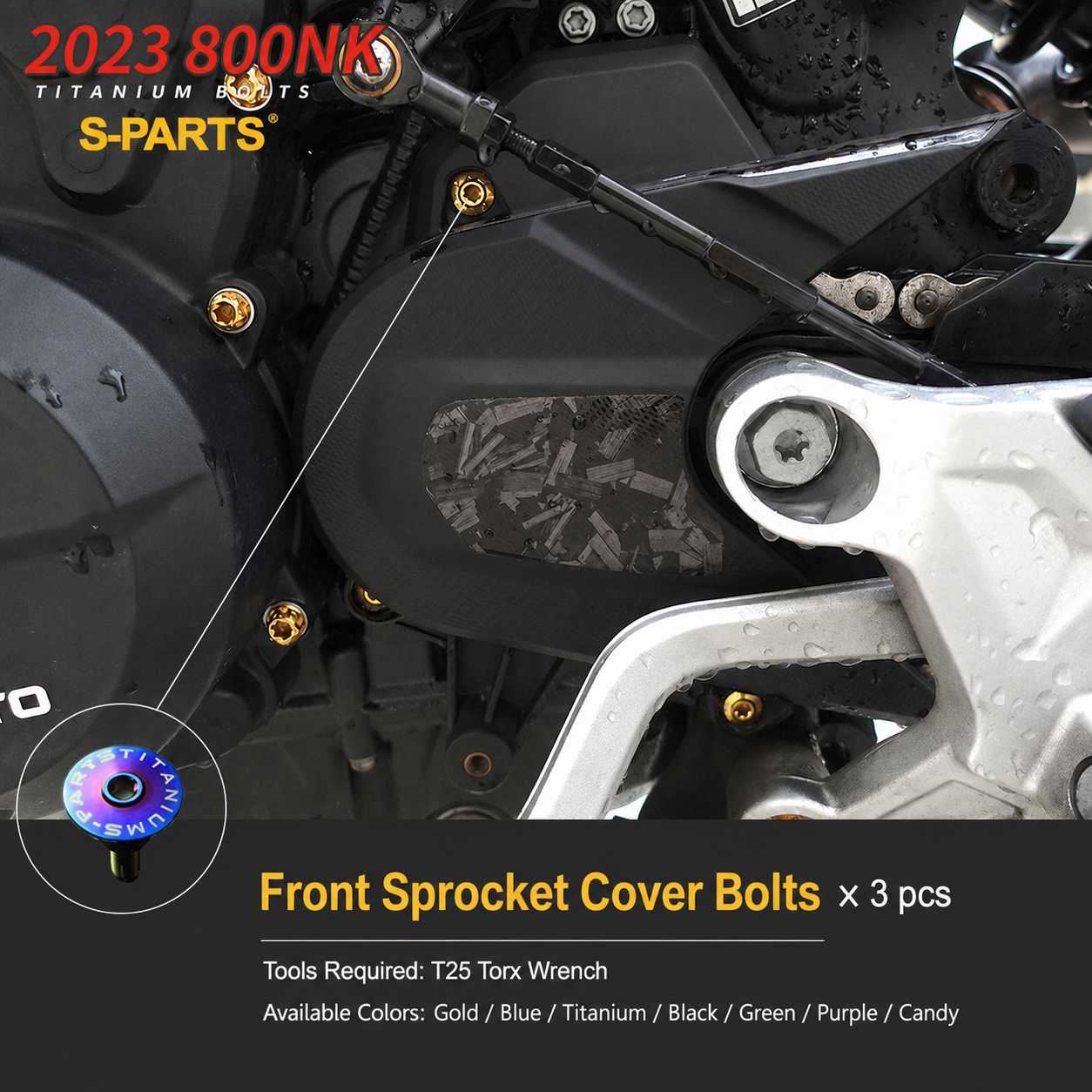 S-PARTS TC4 Titanium Full Motorcycle Bolt Kit for CFMOTO 800NK