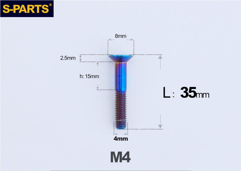 SPARTS M4x10-50mm Countersunk Titanium Alloy Bolt – Flat Head Fastening Screw for Motorcycle & Bicycle