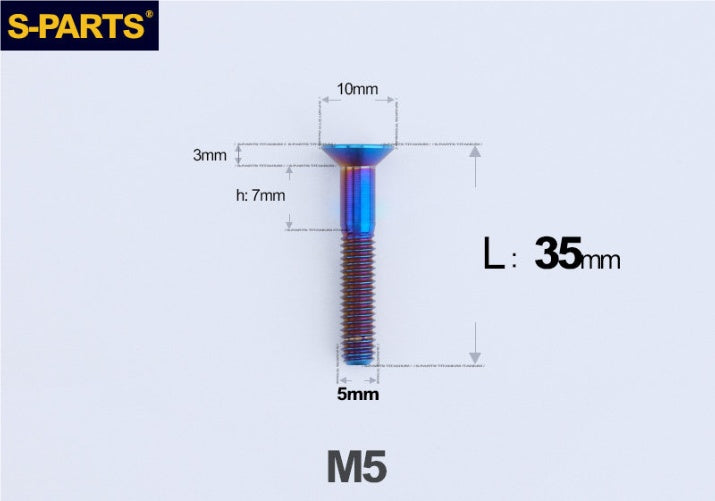 SPARTS M5 Countersunk Titanium Bolt | TC4 Flat Head Motorcycle Fastener