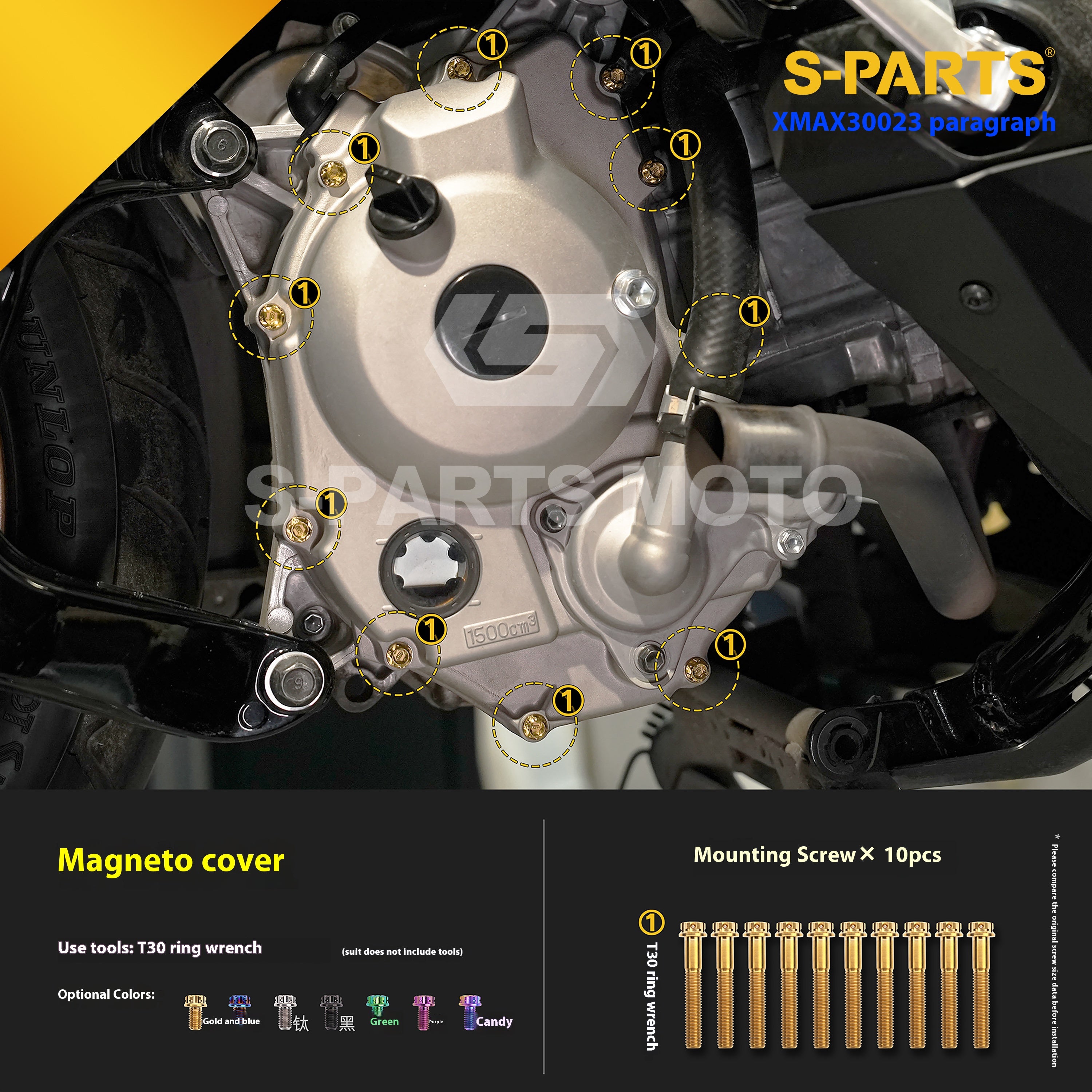 SPARTS Titanium Bolt Set for 2023 XMAX300 – Yamaha Motorcycle Custom Upgrade - 1/2