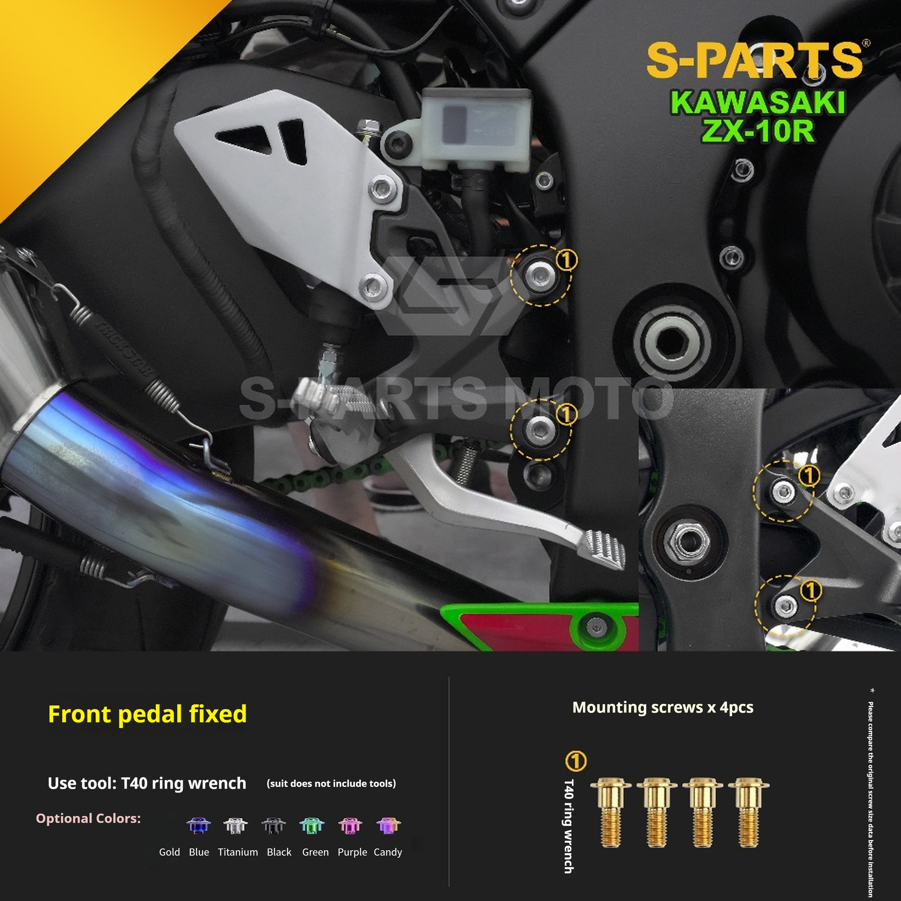 SPARTS Titanium Screw Set for Kawasaki ZX-10R 2023 – Custom Candy Color & CNC Titanium Upgrade Kit