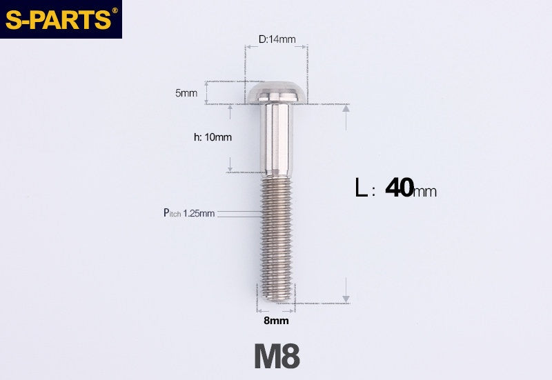 S-PARTS M8 A2 Series TC4 Titanium Bolts – Button Head Fasteners for Bicycle & E-Bike Upgrades