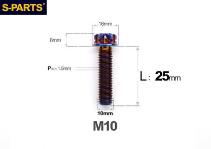 SPARTS M10 P1.5 A3 Series Titanium Bolt – Standard Head – 650°C Forged – S-Grade TC4 for E-Bikes, Motorcycles & Bicycles