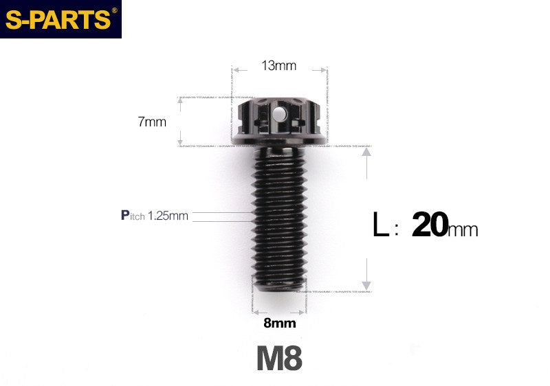 S-PARTS STAN M8 A3 Series Titanium Bolts – Standard Head TC4 Fasteners for Motorcycle & E-Motorcycle