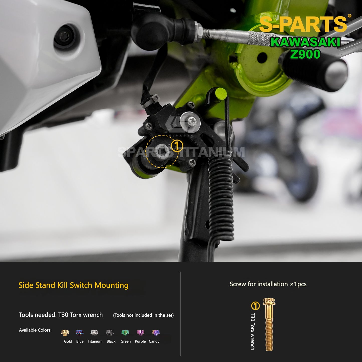 S-PARTS Titanium Fasteners Bodywork, Fairing & Footpeg Bolt Kit for Kawasaki Z900