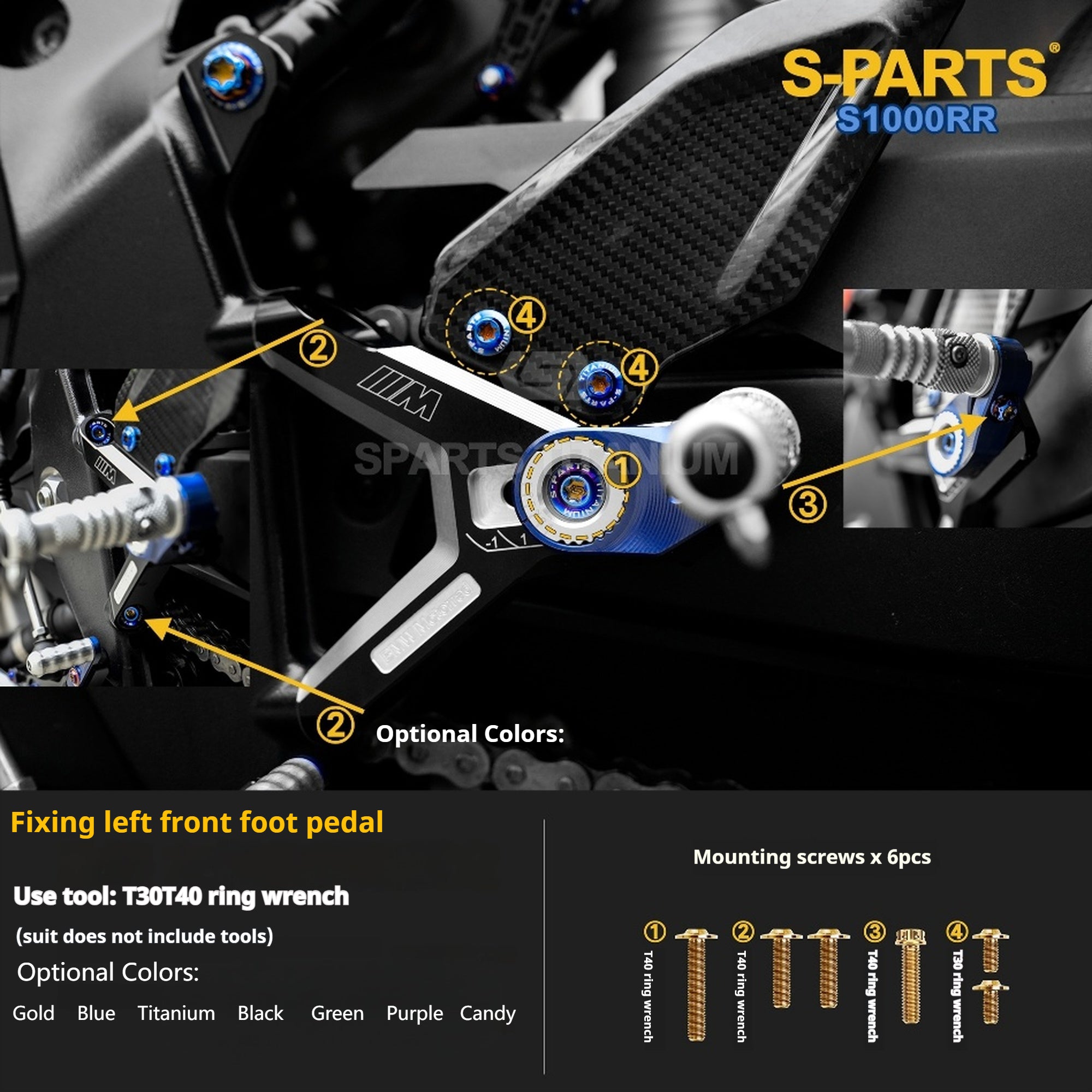 SPARTS TC4 Titanium Bolt Kit Compatible with BMW S1000RR — Full Motorcycle Upgrade Fastener Set