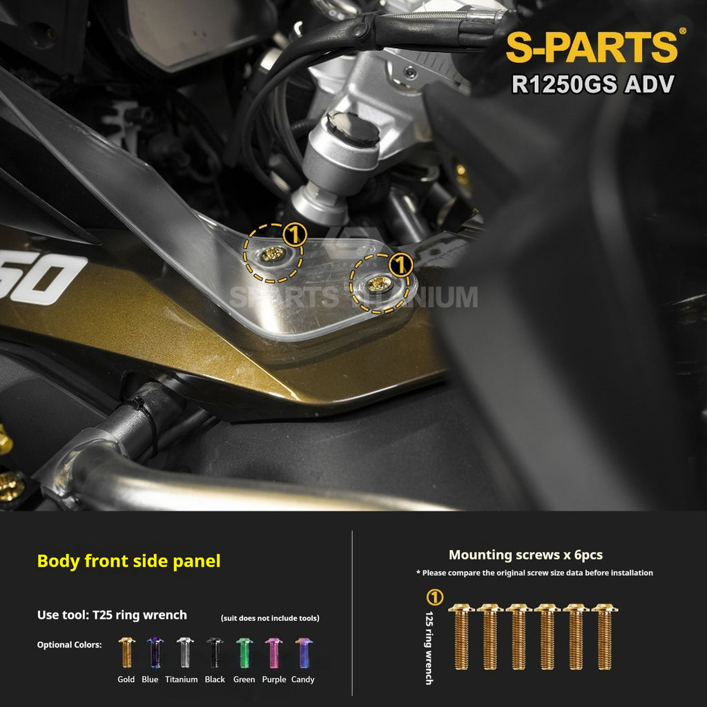 SPARTS Titanium Bolt Kit for BMW R 1250GS ADV – Custom Candy Color & CNC Titanium Upgrade Kit