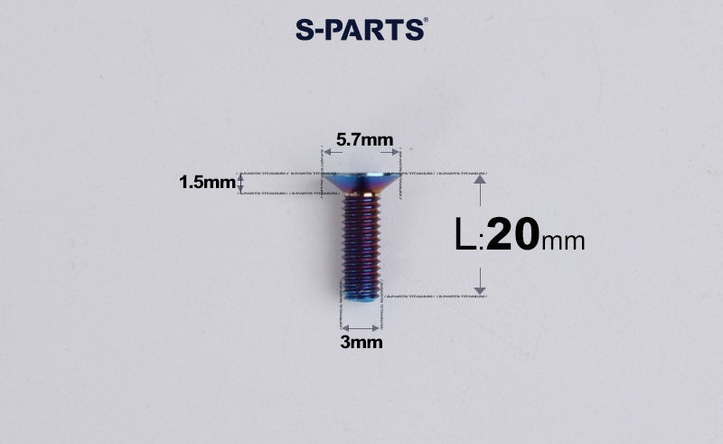 SPARTS Series M3 L6-30 Countersunk Titanium Bolt