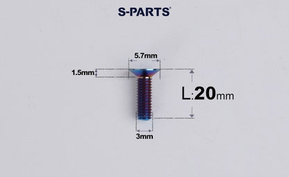 SPARTS Series M3 L6-30 Countersunk Titanium Bolt