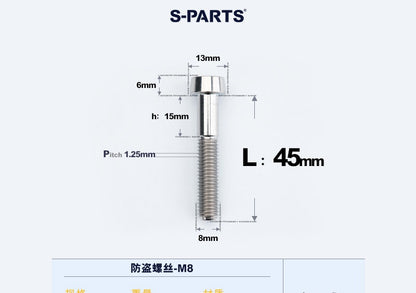 SPARTS M8 Titanium Anti-Theft Caliper Set Screws for Motorcycles & Cars & Bike