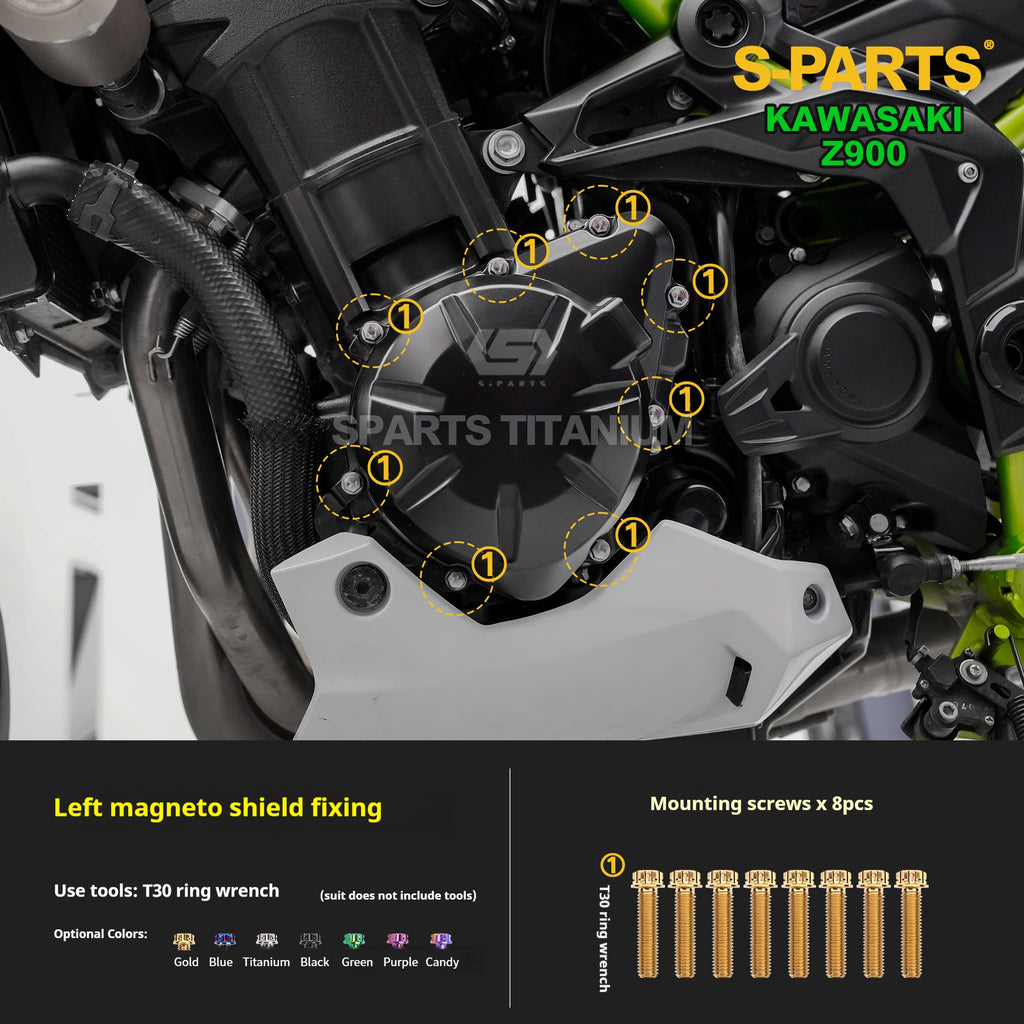 SPARTS TC4 Titanium Bolt Kit for Kawasaki Z900 2021 | Motorcycle Titanium Bolt Upgrade
