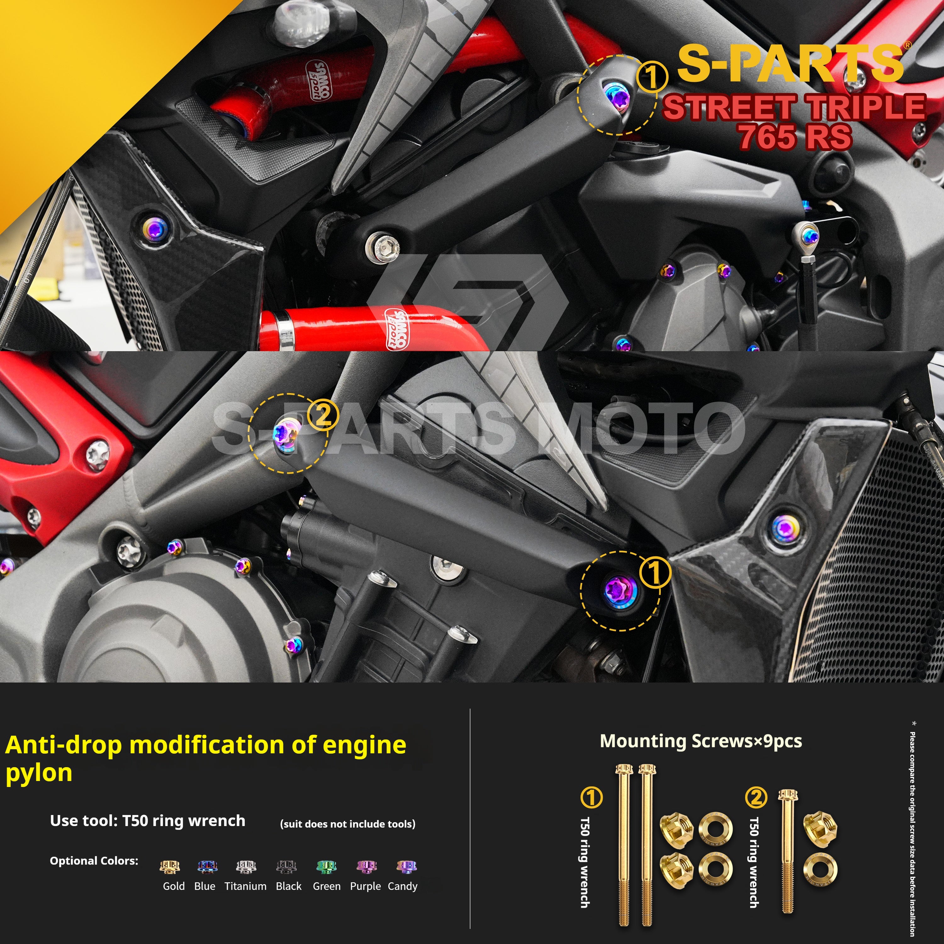 SPARTS Titanium Screw Set for Triumph Street Triple RS –CNC Titanium Upgrade Kit