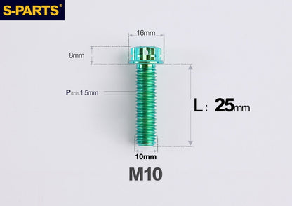 SPARTS M10 P1.5 A3 Series Titanium Bolt – Standard Head – 650°C Forged – S-Grade TC4 for E-Bikes, Motorcycles & Bicycles