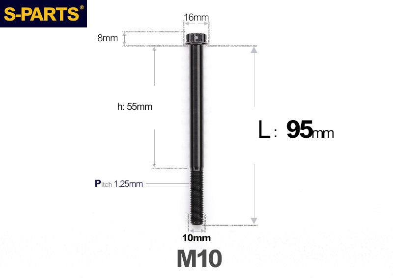 SPARTS M10 P1.25 A3 Series Standard Head Titanium Bolt | 650°C Forged | S-Grade TC4 | Motorcycle / E-Bike Upgrade