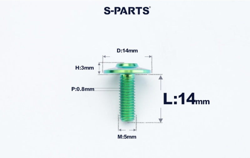 SPARTS A3 Dome Head M5 D14 Titanium Bolt | TC4 Motorcycle & E-Bike Fastener