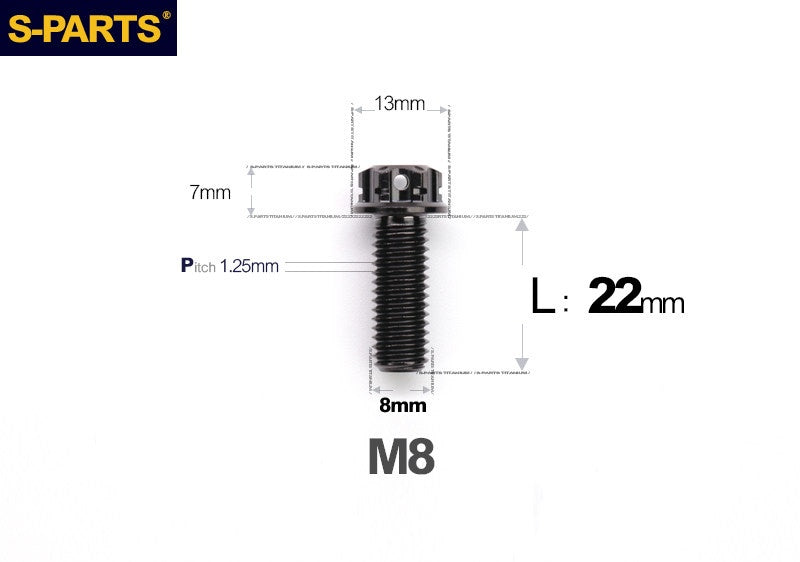 S-PARTS STAN M8 A3 Series Titanium Bolts – Standard Head TC4 Fasteners for Motorcycle & E-Motorcycle