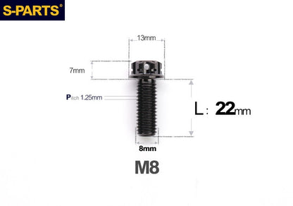 S-PARTS STAN M8 A3 Series Titanium Bolts – Standard Head TC4 Fasteners for Motorcycle & E-Motorcycle