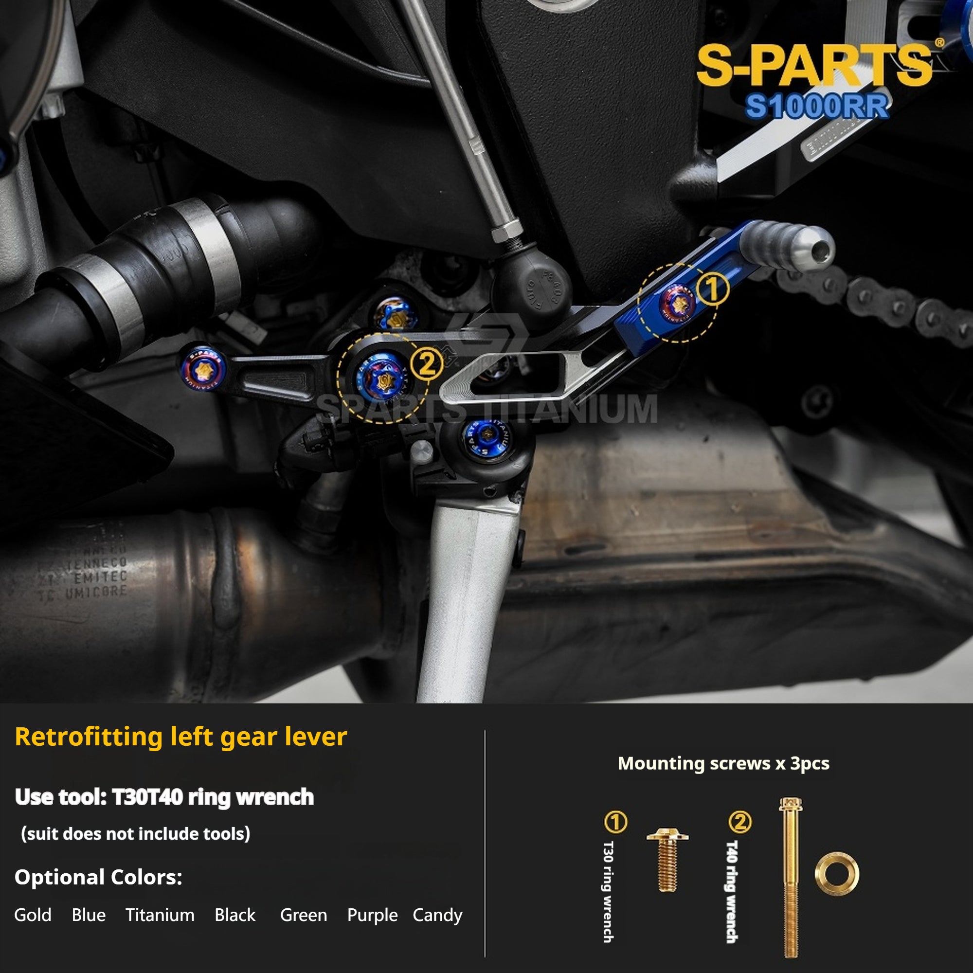 SPARTS TC4 Titanium Bolt Kit Compatible with BMW S1000RR — Full Motorcycle Upgrade Fastener Set